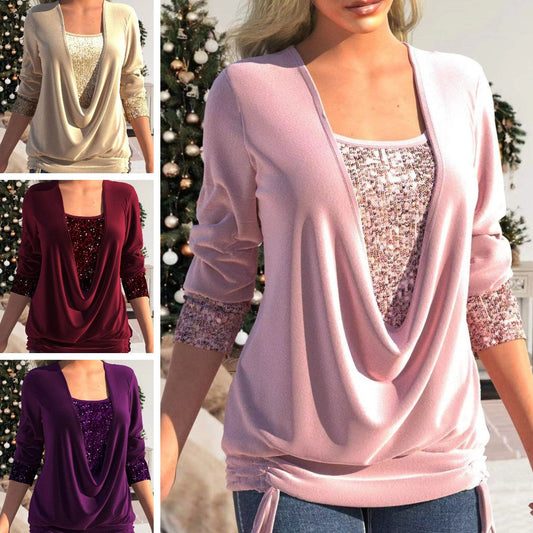 2025 Cekiny Luźne Szelki Fałszywy Dwuczęściowy Top