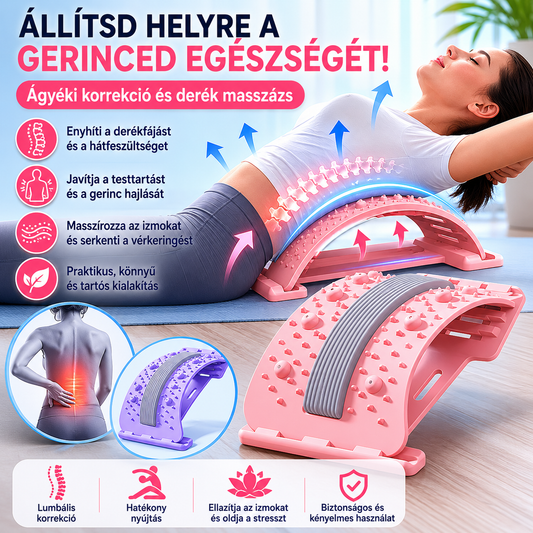 🧘‍♀️🩹 Lumbális gerincjavító derékmasszírozó deszka, Fájdalomcsillapító