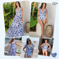 【🌺👗2 részes szett】V-nyakú csipkés nyomtatott egyrészes fürdőruha és szoknya