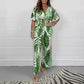 💖Damski letni modny body z nadrukiem liści w rozmiarze plus size z elastyczną talią
