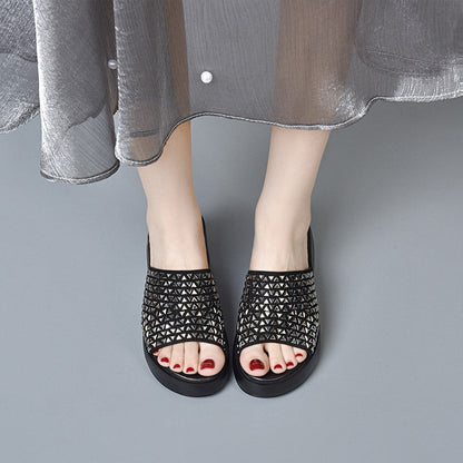 💖2025 Damskie błyszczące sandały na koturnie