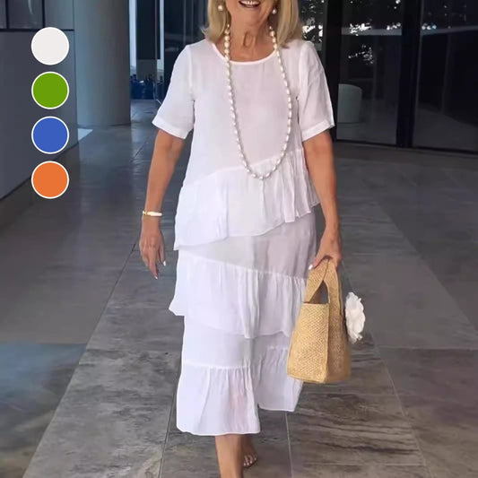 【S-3XL】💖Bawełniana lniana sukienka z krótkim rękawem