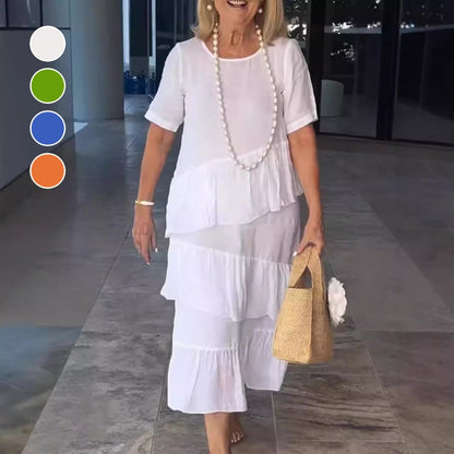 【S-3XL】💖Bawełniana lniana sukienka z krótkim rękawem