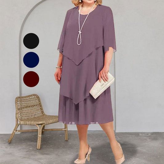 🌺 Warstwowa sukienka midi plus size