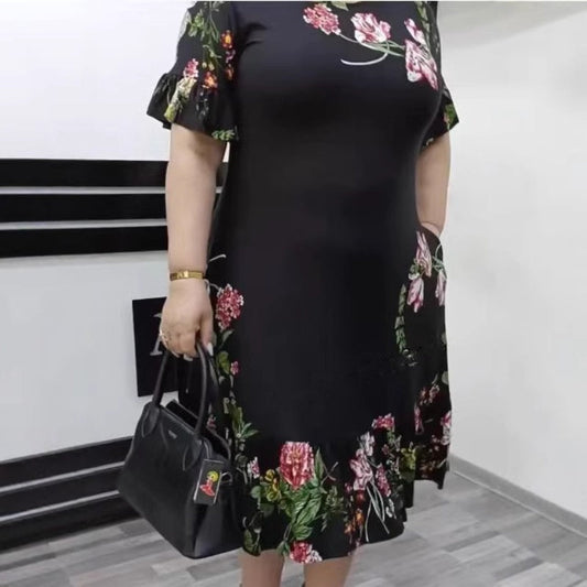 S-4XL👗Elegancka falbaniasta sukienka z nadrukiem