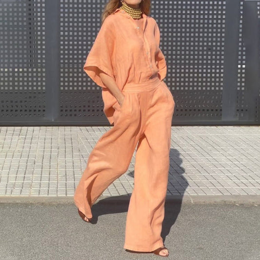 🌺Dwuczęściowy komplet damski Casual z bawełny i lnu