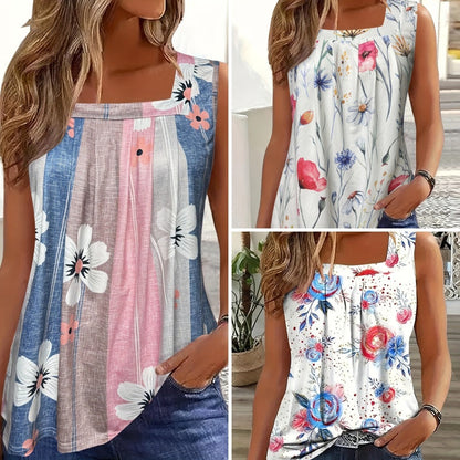 🌸Damski top bez rękawów z nadrukiem