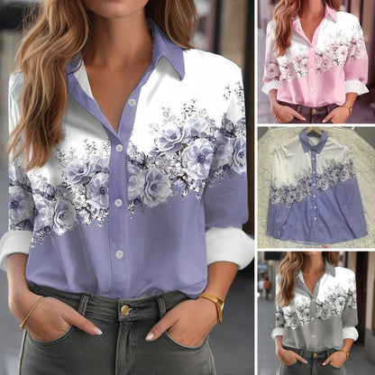 Women's Casual Long-Sleeves & Floral Print Shirt