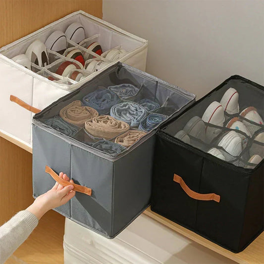 ✨👟 Textil cipőrendszerező tárolódoboz – Összecsukható kivitel, nagy űrtartalom, porálló és légáteresztő, helytakarékos megoldás gardróbba és hálószobába 🌿🌬️