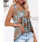 Women's Summer Sleeveless Square Neck Printed Camisole Top