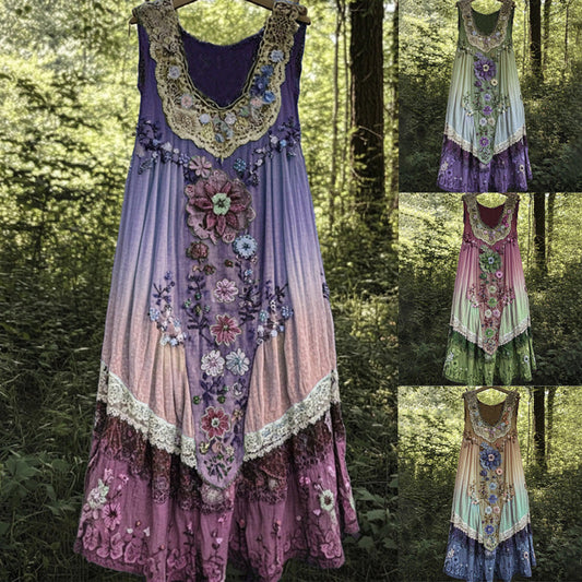 Sukienka midi z nadrukiem 3D i dekoltem w szpic bez rękawów