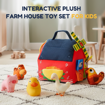 🏠 Interaktív plüss farm játék szett – puha figurák, kreatív játék a gyerekeknek ✨