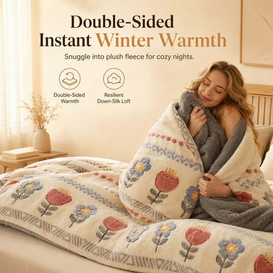 🛏️ 50% kedvezmény ❄️ Extra vastag, kétoldalas téli takaró: egyik oldalán sherpa gyapjú, a másikon „tejbársony” (milk velvet) — melegség őszre és télre — elengedhetetlen a hideg éjszakákon ✨