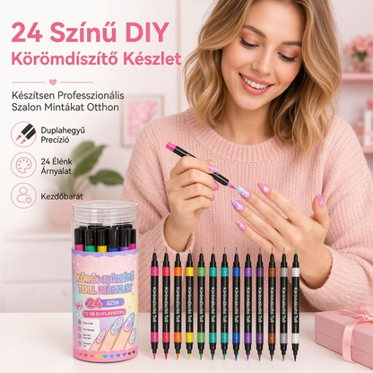 💅1+1 INGYEN✨24 színű kétvégű körömdíszítő tollkészlet – Kreatív manikűrhöz